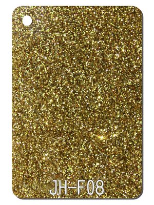 Gold Glitter PMMA แผ่นอะครีลิคหน้าแรก Wall Daylight Display Exhibit Panel